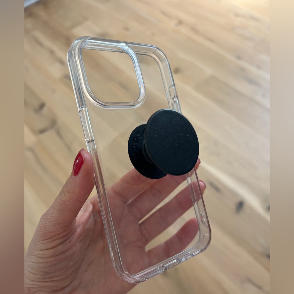 iPhone 13 Pro Clear Phone Case with Black PopSocket